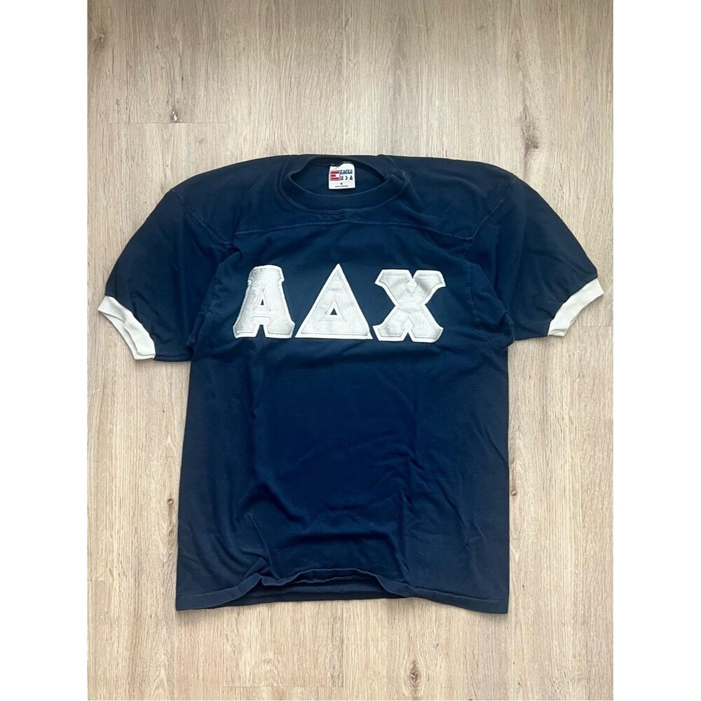 Vintage Alpha Delta Chi Christian Sorority Ringer T Shirt Mens M College Eagle